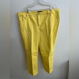 NWOT Talbots Size 22W Bright Yellow Five-Pocket Crop Pants